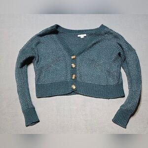 American Eagle Women's Teal Button-Up Cardigan Size Medium PTP 24